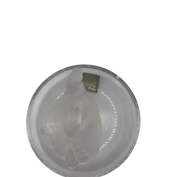 Lalique France Frosted Glass Swan Figurine On Clear Glass Base - Picture 5 of 6